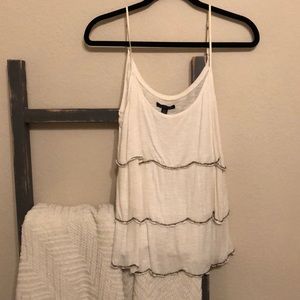 American Eagle white tank top w/gray embellishment